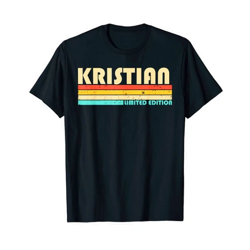 Custom First Name Gift Men Dad Husband 80s 90s Art KRISTIAN Name Personalized Funny Retro Vintage Birthday T-Shirt