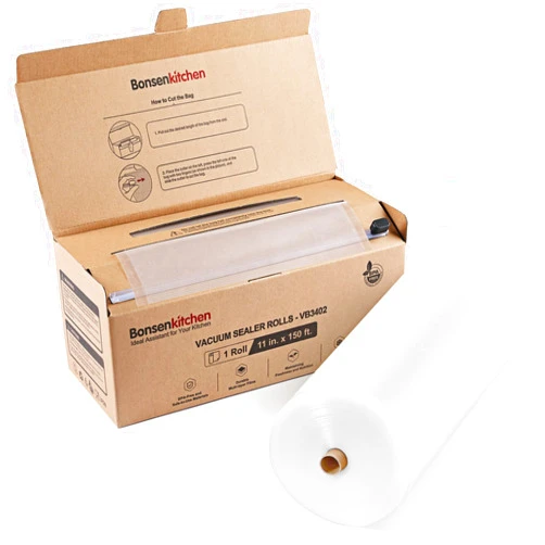 Bonsenkitchen [2025 New] Bonsenkitchen 11” x 150’ Vacuum Sealer Bags Rolls with Cutter for Food Storage, Commercial Grade, BPA Free, Great for Meal Prep and Sous Vide Cooking
