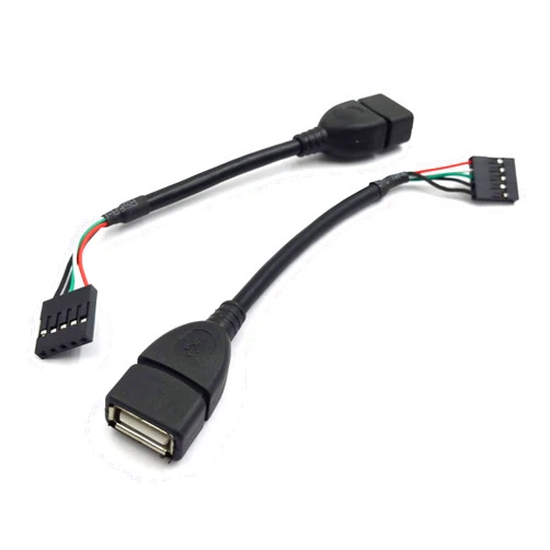 Duttek 5 pin USB Header to USB Dupont Cable, USB 2.0 Type A Female to Dupont 5 Pin Female Header Motherboard Cable Cord (AF/5Pin 0.1M)(2-Pack)