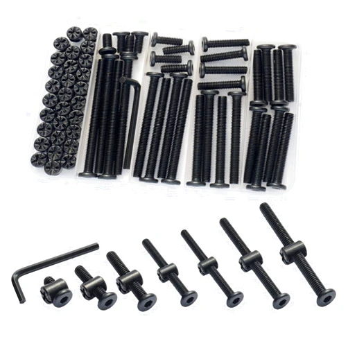 Socell Crib Screws Hardware Replacement Kit,Socell 32Set Baby Bed Frame Bolts &Barrel Nuts Set for Delta/Graco/Dream, M6x12mm/15mm/25mm/35mm/45mm/55mm/65mm/75mm Hex Drive Socket Cap Screws Barrel Nuts