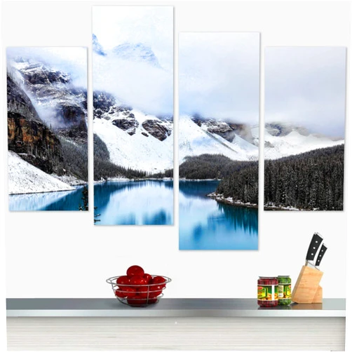 SIGNLEADER Winter Lake Canvas Wall Art Aerial Dramatic Lake Landscape Multicolor Photography Realism Traditional Ultram Prints Wall Art - 48