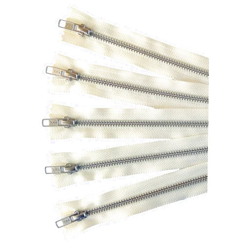 Craftbot YKK Aluminum Silver Metal Zippers in Vanilla/Cream/Offwhite - #5 Closed-end Zippers - 8 Inch - Set of 5 Pieces by Craftbot