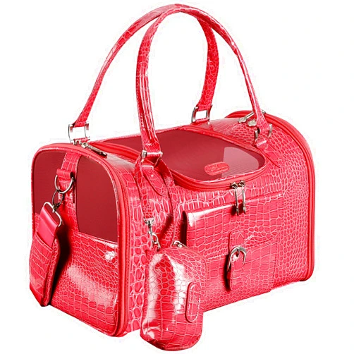 NewEle Fashion Pet Carrier, Small Dog Carrier, Cat Carrier, Quality PU Leather Dog Purse, Collapsible Portable Pet Carrying Handbag for Travel Walking Hiking (Pink)