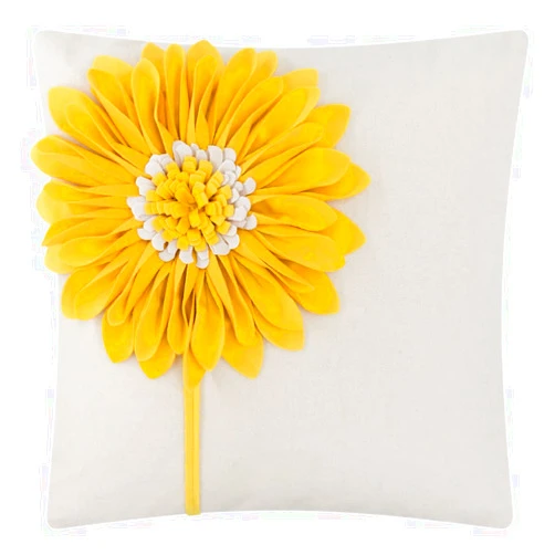 JWH Handmade 3D Flower Pillow Covers Decorative Yellow Throw Pillow Aesthetic Sunflower Accent Pillow Case Velvet Cushion Plush Cute Pillowcase for Home Bed Couch Decor Sham 18x18 Inches Beige