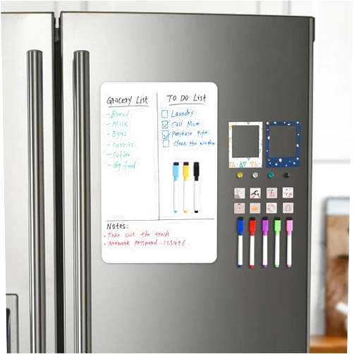 HOMiDEK Dry Erase Magnetic Whiteboard, Refrigerator Magnet Sheet, Small Fridge White Board with Markers and Eraser - 17 x 11 Inches
