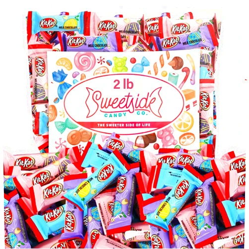 SWEETSIDE CANDY CO. Kit Kat Candy - 5lb Bulk Bag of Individually Wrapped KitKat Easter Chocolate Bars for Easter Basket Stuffers, Party Favors, Birthdays, and More - Melt-in-Your-Mouth Mini Kit Kats Chocolate Pack (2 Pound)