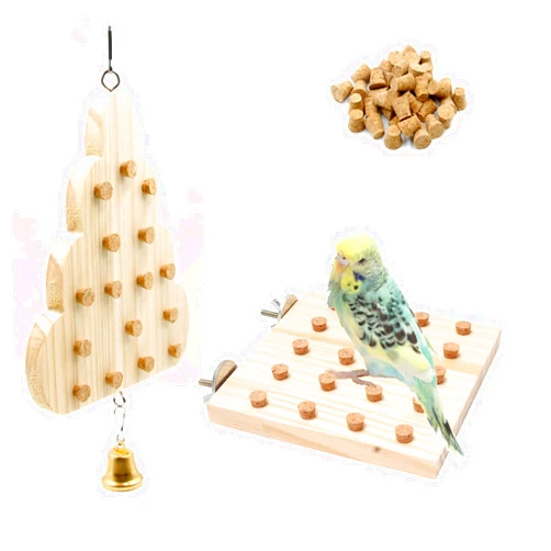 VecNum 2pk 6'' Bird Cork Stopper Toys, Bird Chewing Toy Perch Stand Parrot Toys for Small and Medium Parrots