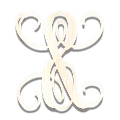 Back40Life - Precision Cut Vine Wood Monogram Letter - 13-inch Unfinished LC-01 Parent (&)