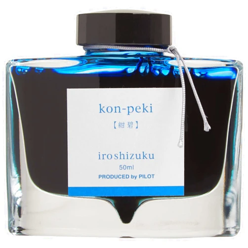PILOT Iroshizuku Bottled Fountain Pen Ink, Kon-Peki, Deep Blue (Turquoise Blue) 50ml Bottle (69212)