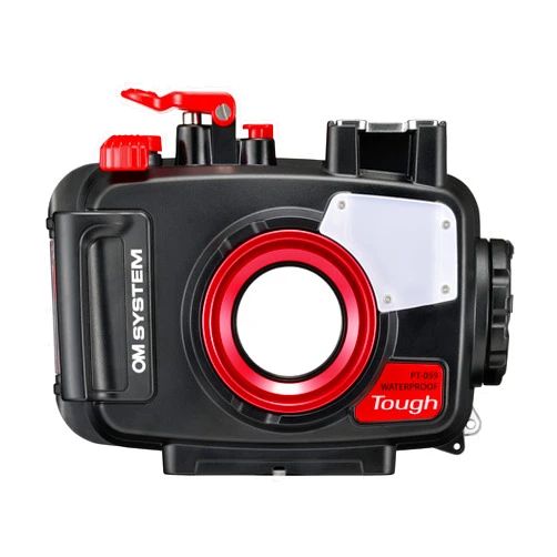 OM System PT-059 Underwater Camera Housing for TG-6 and TG-7 Cameras for Underwater Photography (Red and Black)