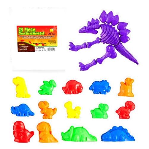 USA Toyz Dinosaur Sand Molds Beach Toys for Kids- 23pk Sandbox Toy for Toddlers, Compatible with Foam or Molding Clay, 3D Beach Sand Castle Building, Water Tables, Indoor Outdoor Sensory Toys for Kids