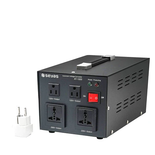 SEYAS 1000W Auto Step Up & Step Down Voltage Transformer Converter, 110-120 to 220-240 Volts, Soft Start & Full Load, 7x24hrs Continous Run, Circuit Breaker Protection, U.S. Patent No. US9225259 B2