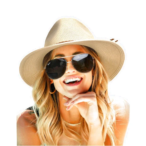 FURTALK Sun Hats for Women Summer Wide Brim UV UPF 50+ Panama Fedora Foldable Packable Straw Beach Hat