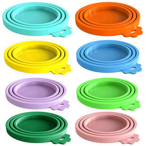 WANBAO 8 pack Silicone Pet Food Can Lids for 3 Standard Size Food Cans for Pet Food Cans or Canned Goods, Multicolor
