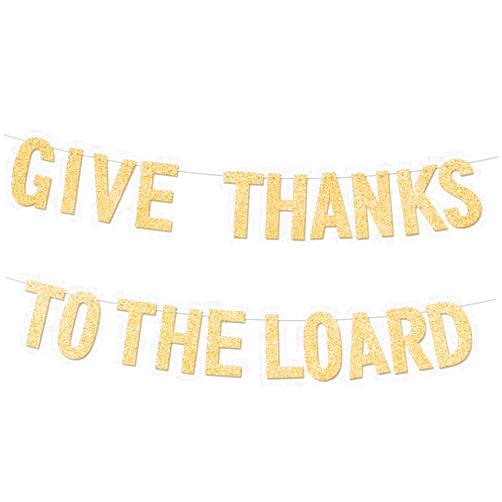 Deneo Give Thanks To The Lord Banner, Gold Glitter Christian Thanksgiving Decorations, Fall Thanksgiving Banner, Fall Autumn Theme Jesus Autumn Harvest Party Supplies