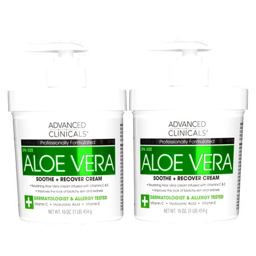Advanced Clinicals Aloe Vera Lotion Skin Care Relief | Vitamin E Infused Hyaluronic Acid Moisturizer & Vitamin C Body Lotion For Women & Men Helps Improve Look Of Extremely Dry Skin, 16 Ounce, 2-Pack