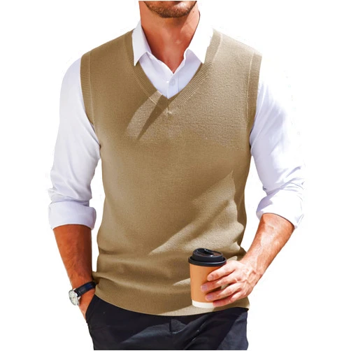 COOFANDY Men's Sweater Vest V Neck Sleeveless Sweater Slim Fit Casual Knitted Pullover Sweater