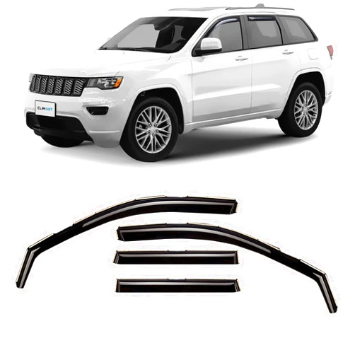 CLIM ART in-Channel Incredibly Durable Rain Guards for Jeep Grand Cherokee 2011-2020, Original Window Deflectors, Vent Deflector, Vent Window Visors, Dark Smoke Car Accessories, 4 pcs - 611032LPf