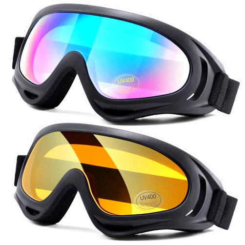 LOEO Motorcycle Goggles 2 Pack-ATV Dustproof Dirt Bike Goggles for Ski Racing Riding, Off Road Waterproof Motocross Goggles