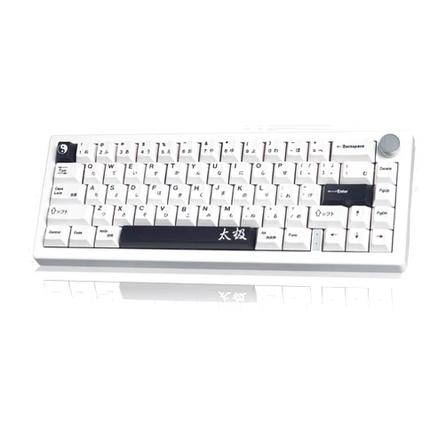 SUEHIODHY GMK67 White Japanese Mechanical Keyboard Hot-Swappable Bluetooth/2.4G/Type-C 65% Custom RGB Keyboard with Linear Lubed Switches VIA Programmable Volume Knob for Win/Mac/iOS