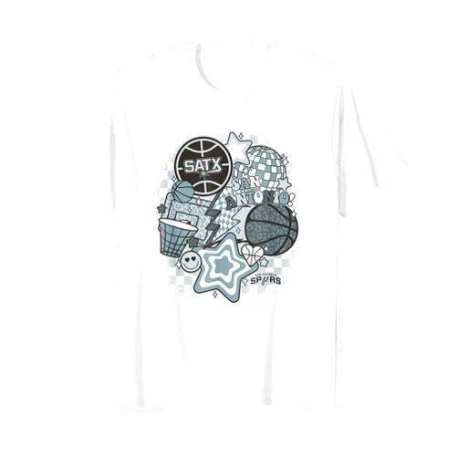 San Antonio Spurs NBA San Antonio Spurs Psychedelic Basketball Collage T-Shirt