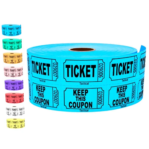 Tacticai 1000 Tacticai Raffle Tickets, Blue (8 Color Selection), Double Roll, Ticket for Events, Entry, Class Reward, Fundraiser & Prizes
