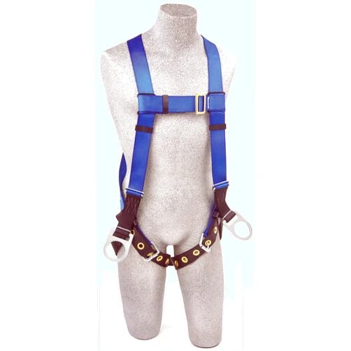 3M Protecta First AB17560 Fall Protection 5-Point Adjustment Full Body Harness, Back And Side D-Rings, Tongue Buckle Leg Straps, Universal, Blue/Black
