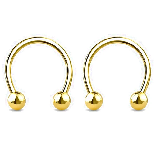 Evonix 2pc 14g Black Surgical Stainless Steel Horseshoe Hoop 4mm Ball Circular Barbells Earrings Cartilage Helix Septum Nose Lip Rings - 10mm