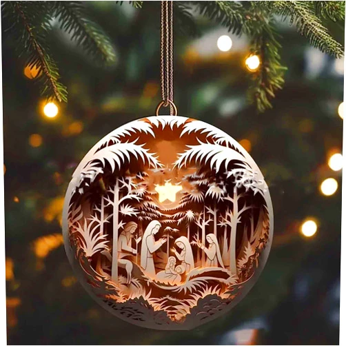 Generic Nativity Ornaments for Christmas Tree - Catholic Christian Christmas Ornaments, Xmas Tree Birth of Jesus Hanging Religious Decorations, Jesus Nativity Scene Gifts (E)