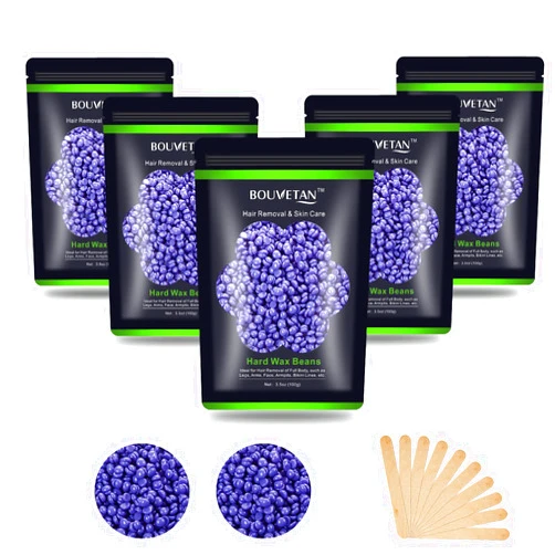 Auperwel Hard Wax Beans 17.5Oz, Hair Removal Body Brazilian Bikini Pearl Home Waxing Beads 10 Sticks for Women Men, for Bikini, Eyebrow, Face, Armpit 5 Packs