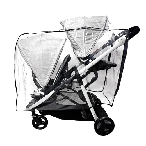 SASHA'S Rain and Wind Cover for Graco Ready2Grow LX 2.0 Double Stroller, Clear, Ventilation Holes, Maximum Coverage (Stroller not Included)