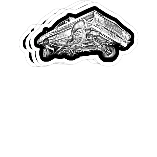 Chilli purple 64 Lowrider Impala 3 Wheelin Gift Decorations - 4x3 Vinyl Stickers, Laptop Decal, Water Bottle Sticker (Set of 3)