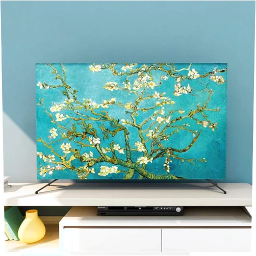 HUJB Universal 22-80in TV Protection Cover,TV Screen Protector European Artwork Dustproof TV Dust Cover for LCD LED Plasma Hanging TV(Color:Apricot,Size:50in)