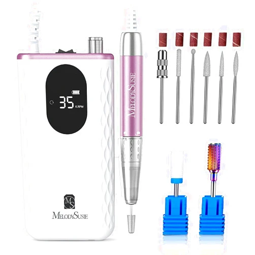 MelodySusie Nail Drill Professional 35000 RPM, Rechargeable Nail File for Nails Gel Polishing Removing, Fast Heat Dissipation & Low Noise, Portable E file for Manicure Pedicure at Home & Salon, MM400D