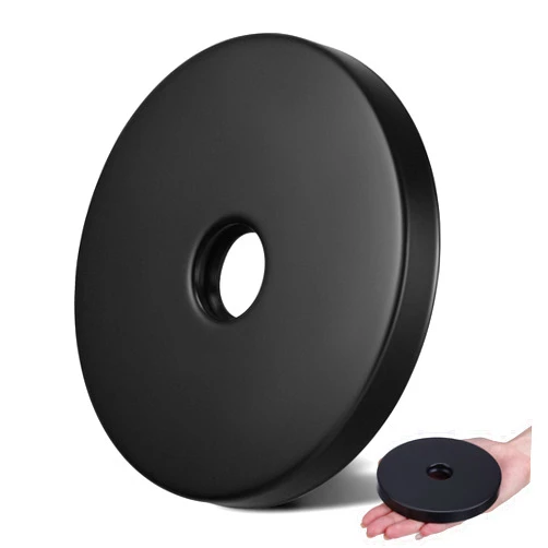 LEIFIDE Extra Large Shower Arm Flange 4 Outer Diameter Universal Replacement Modern Shower Arm Large Escutcheon Plate Suitable for Most Brands Shower Head Arms, Matte Black