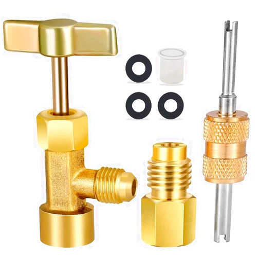 Boltigen R134A Can Tap Valve (Piercing Style) Refrigerant Dispenser Tool with Tank Adapter and Valve Core Remover for Air Conditioner Manifold Freon Charging Hose