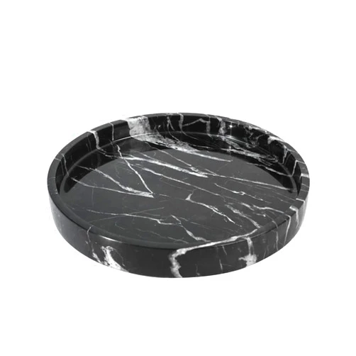 DUANYAN 9.8 inch Round Natural Marble Vanity Tray, This Trinket Tray is Not Only IdealTo Be Used As A Organizer Tray, and It is Also A Perfect Ornament.
