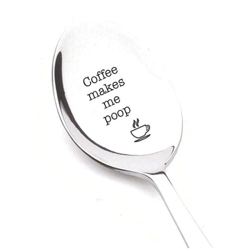 Boston Creative Company Poop Coffee Spoon - Coffee Makes Me Poop - Funny Engraved Gift