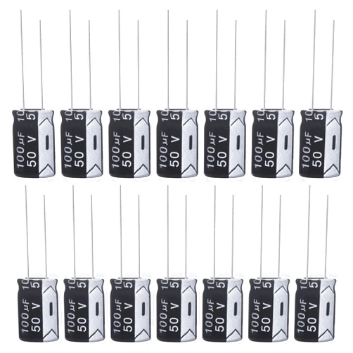 ALLECIN 100uF 50V 8x12mm Electrolytic Capacitor 100 UF MFD 50 Volt 0.32x0.47in Aluminum Capacitors (Pack of 15)