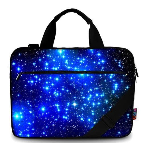 icolor 15 15.4 15.6 Inch Canvas Laptop Sleeve Bag Messenger Shoulder Briefcase -Blue Starry