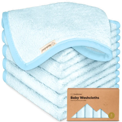 KeaBabies 6-Pack Baby Washcloths - Soft Viscose from Bamboo Washcloth, Baby Wash Cloths for Newborn, Kids, Bath Baby Towels, Face Towel,Face Cloths for Washing Face(Bravo Blue)