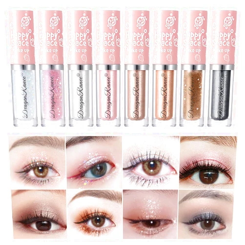 SUMEITANG 8Pcs Liquid Glitter Eyeshadow，Highly Pigmented Shimmer Metallic Sparkling Eye shadow，Multi-Dimensional Sparkle Finish，Long Wearing，Quick-Drying Liquid Eyeshadow for Crystal Eye Makeup