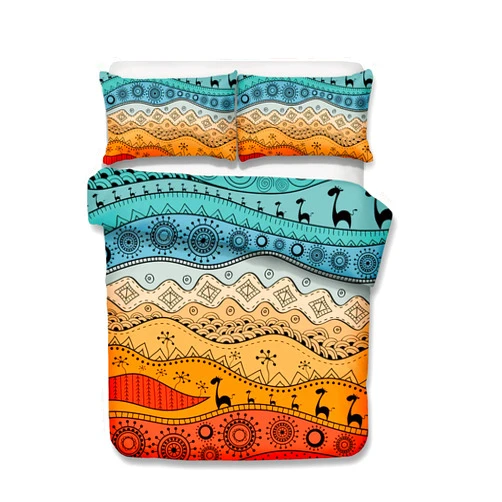 Annier Duvet Cover Comforter Sets Bedding 3D Print Giraffe Bohemia Stripe Primeval Forest Dream Bed Sets 3PCS with Quilt Covers/Sheets/Pillowcases Twin/Full/King/Queen (2,Twin(172x218cm-2pcs))