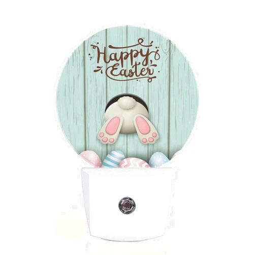 Axayaz Happy Easter Bunny Night Light Cute Rabbit Animal Colorful Eggs Plug in Night Lamp Auto Sensor Energy Efficient Dusk to Dawn LED Home Decor