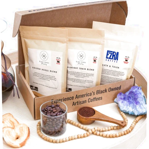 NoirePack-Black Owned Coffees Sampler Box, Women Owned Coffee, 3-piece variety set, blends, dark and medium roast coffees, specialty, Gourmet Coffee (Whole Beans)
