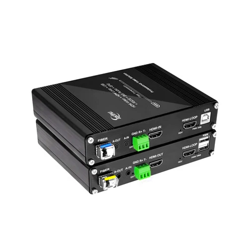 Ndarepoo 1080P Full HD HDMI KVM Fiber Optic Extender Multifunction HDMI Video Optical Transceiver with USB RS232 GPIO HDMI to Fiber Converter Bi-Directional Stereo Audio Over Single-Mode 20km