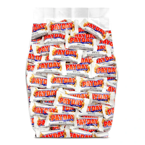 Yummy Chew PayDay Fun Size Candy Bars - 40 Individually Wrapped Candy Bars - Bulk PayDay Peanut & Caramel Candy - Bulk Candy Perfect for Parties and Office Snacks - Bulk Candy Bag - 40 Pieces