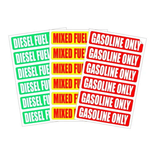 Jay Graphics 6-pack DIESEL FUEL ONLY | MIXED FUEL ONLY | GASOLINE ONLY Automotive Fuel Decals | Gas Can Stickers | Truck Dirt Bike Labels | Vinyl Markers (3) 6-packs