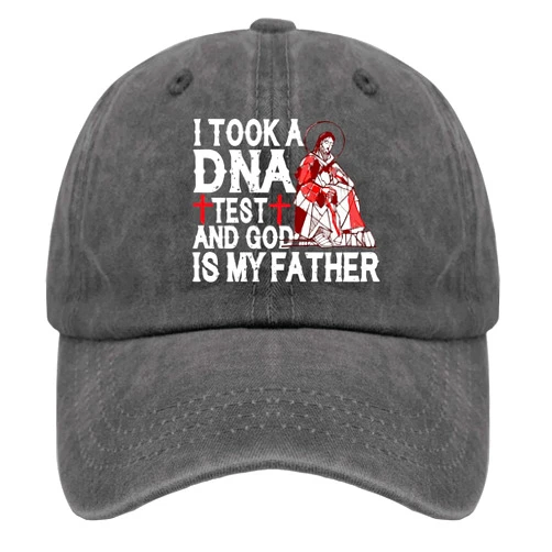 DIMISS Mens Baseball Cap Jesus Summer Caps for Men's Fitted Golf Hat Breathable I Took A DNA Tests and Gods is My Fathers Ponytail Baseball Hat