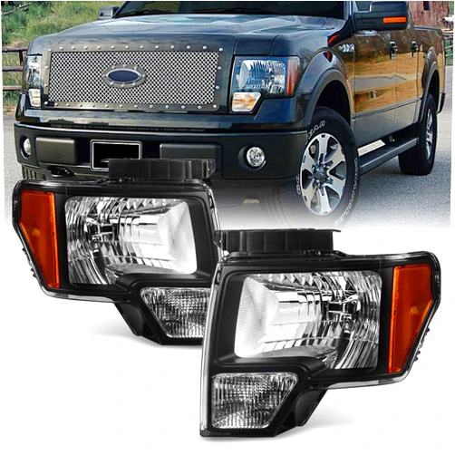 ACANII - For Black 2009-2014 Ford F150 Replacement Headlights Lamps Aftermarket Driver + Passenger Side